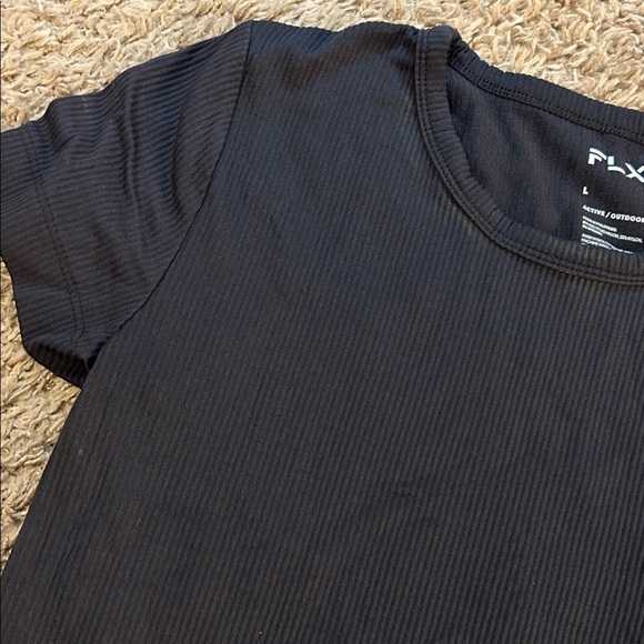 FLX ribbed crew neck athletic Black Women's Tshirt - Picture 3 of 4